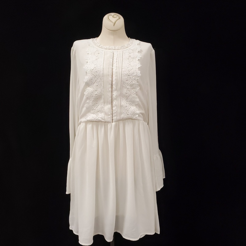English Factory Womens Edwardian Cottagecore Angelcore Top Size M White Flowy